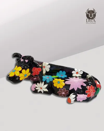 Resin Animals | Design bench in the shape of a FLOWERS cow