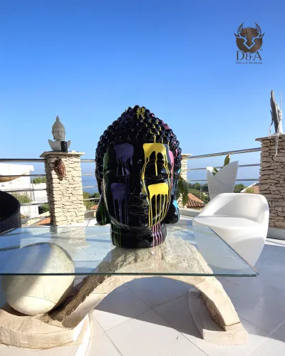 Large Design Resin Statue of a TRASH Buddha Head