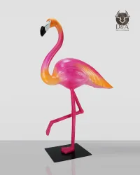 Gigantisch harsbeeld van een 2XL gekleurde flamingo – Designdecoratie