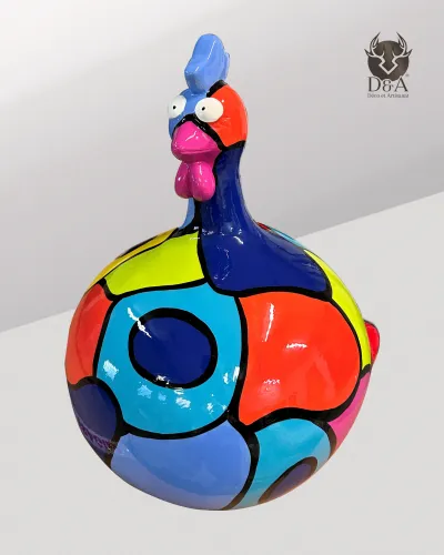 Animales | Estatua y escultura de resina de una gallina de mosaico L