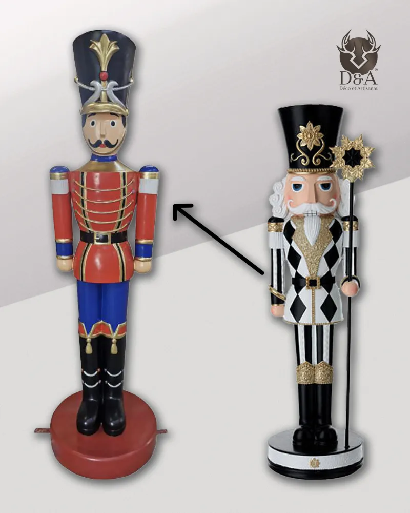 Estatua de resina de un soldado "Cascanueces XXL" con patrones geométricos