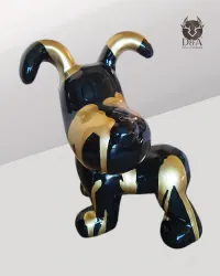 Resin Animals | Snoopi TRASH Gold Resin Dog Statue
