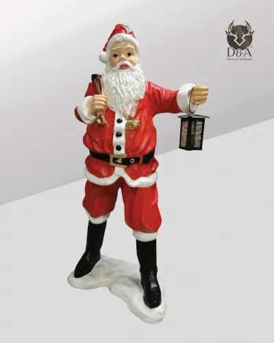 Estatua de resina de Papá Noel con una linterna XL