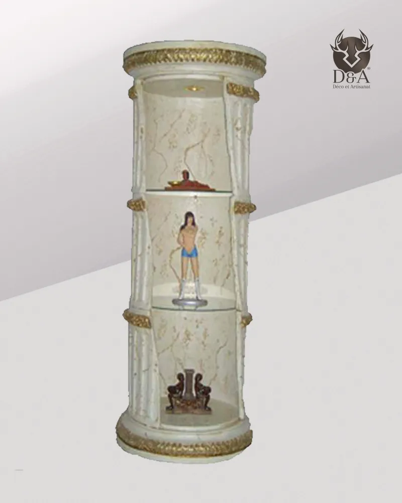 Prateleira decorativa em forma de L com coluna grega