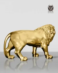 Statua e scultura in resina di un leone dorato