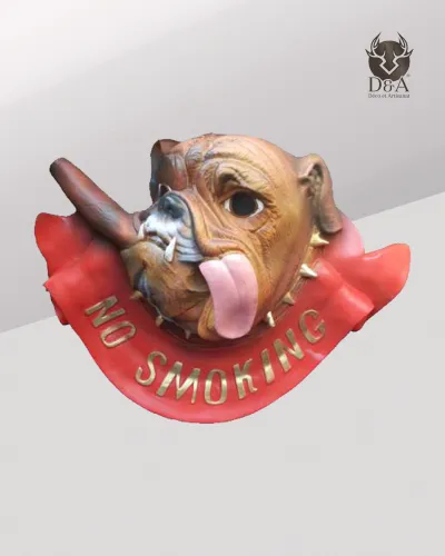 Animali | Statua realistica di cane in resina - "Vietato fumare"