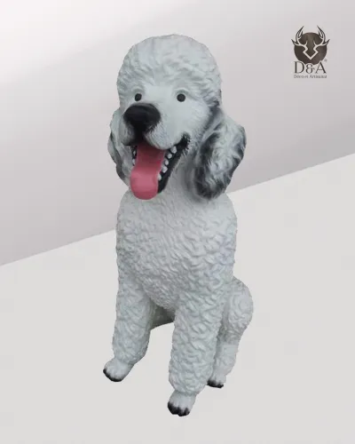 Animales | Estatua realista de caniche sentado en resina