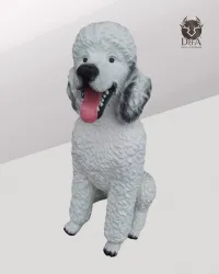Animales | Estatua realista de caniche sentado en resina