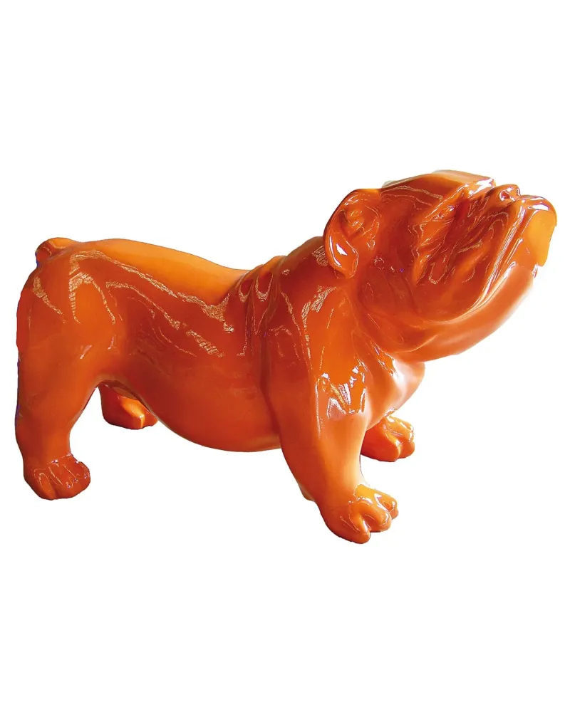Bouledogue debout orange en résine polyester résistant au gel et à la pluie Bouledogue debout orange en résine polyester résistant au gel et à la pluie