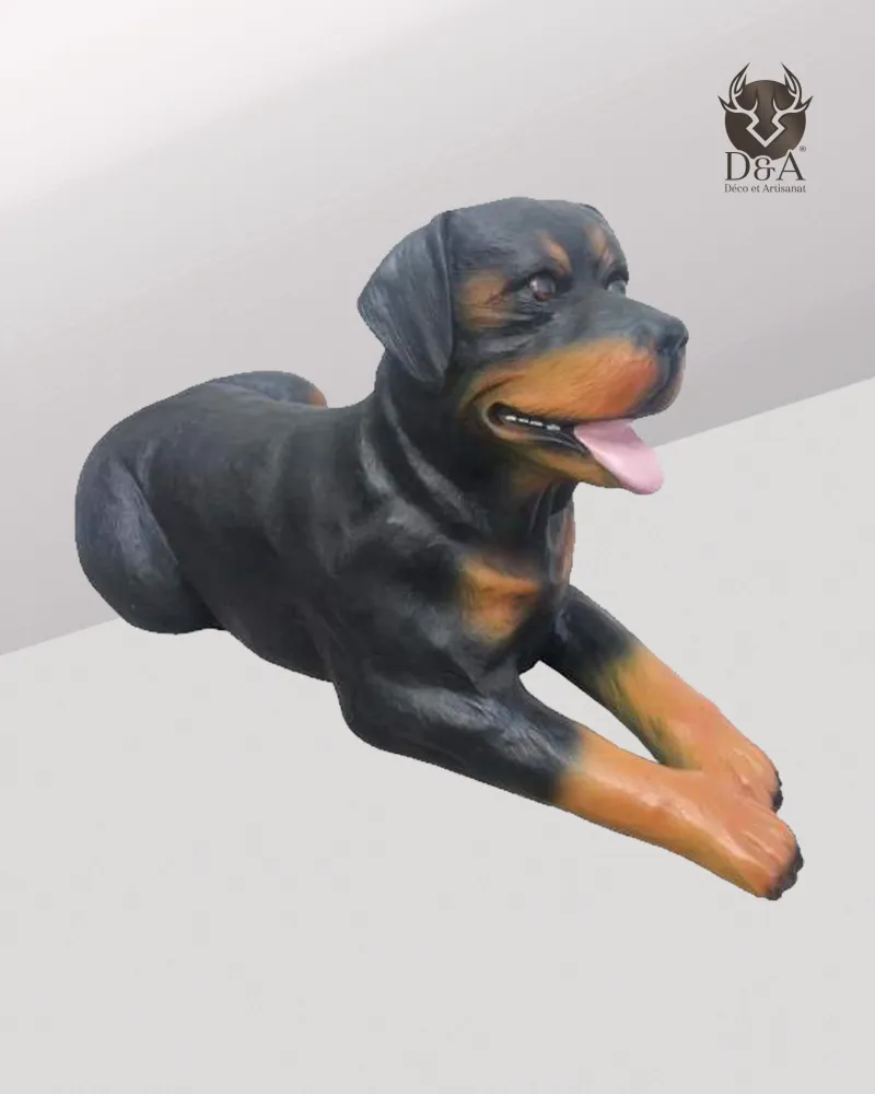 Animals | Realistic reclining Rottweiler statue in resin