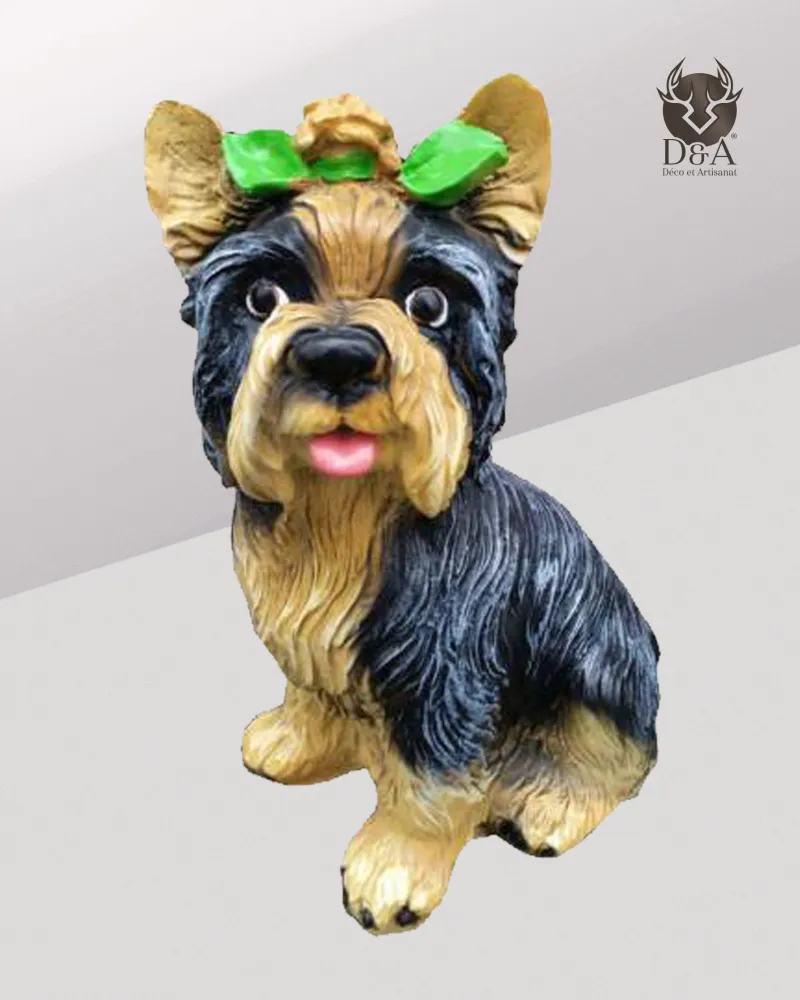 Animals | Realistic Sitting Yorkshire Terrier Statue in Resin