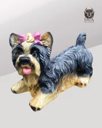 Tiere | Realistische Yorkshire-Terrier-Statue aus Kunstharz
