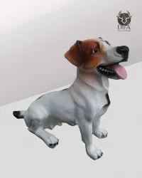 Tiere | Realistische sitzende Jack-Russell-Statue aus Kunstharz