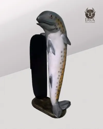 Realistisch visbeeld van hars met bordje
