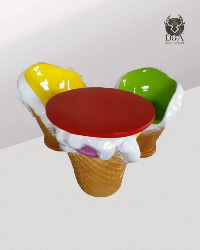 Realistic resin ice cream table and chairs statue