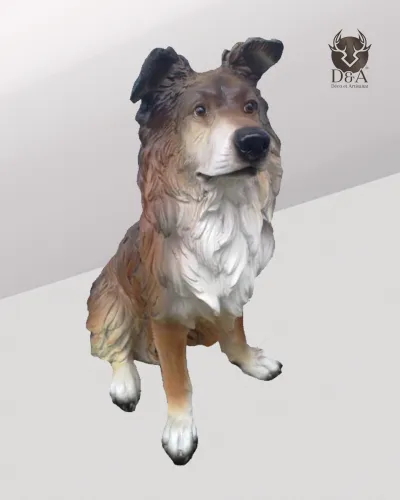 Dieren | Realistisch zittend Border Collie beeldje van hars