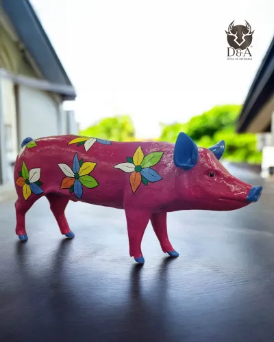 Animales | Estatuas de diseño en resina Cerdos FLORES XXL