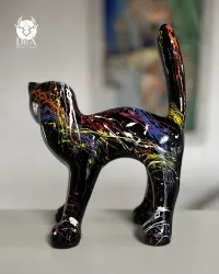 Statua decorativa in resina e scultura di un gatto colorato