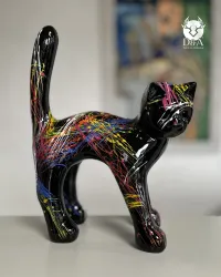 Statua decorativa in resina e scultura di un gatto colorato