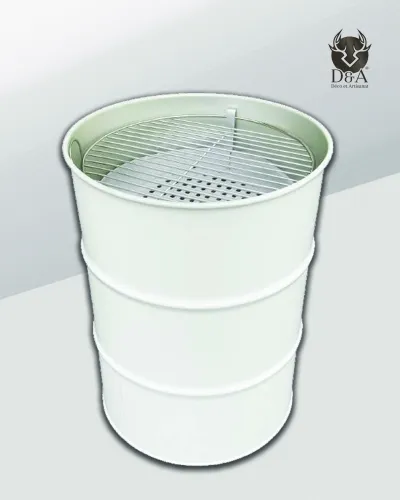 Tambor de churrasco com decoração industrial