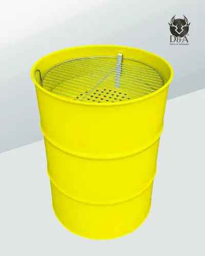 Tambor de barbacoa con decoración industrial