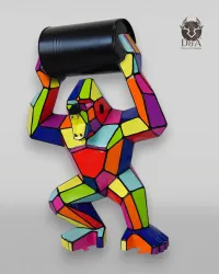 Voorwerp | Dieren van hars, Gorilla Faceted Barrel L