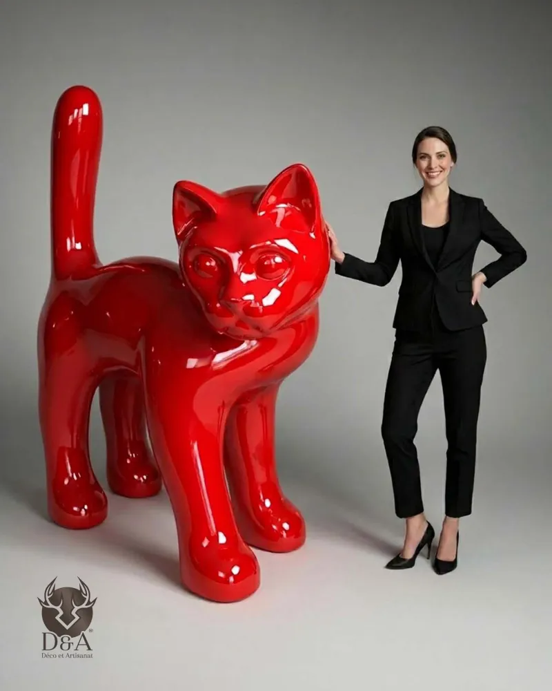 Harzstatue einer großen orangefarbenen Katze in 25 Farben erhältlich