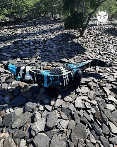 Estátua de resina de um Crocodilo TRASH L Bicolor