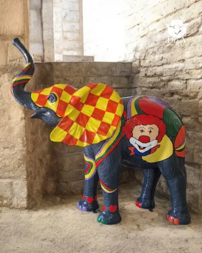 Animais de resina, elefante palhaço para decoração interior ou exterior