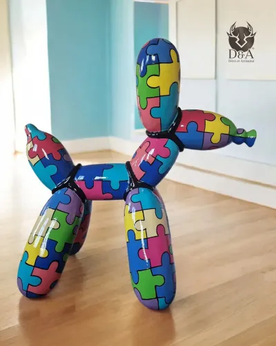 Decoratief harsbeeld en beeldhouwwerk van een Ballon Dog Puzzle XL