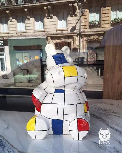 Animales de resina contemporáneos | Hipopótamo sentado XL MONDRIAN