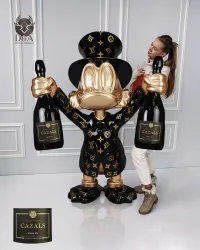 Dagobert Duck in een Vuitton-pak met champagne - lengte 170 cm