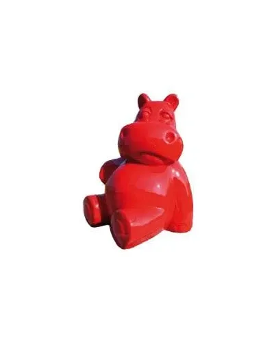 Statue hippopotame assis en résine 100cm Motif Dessin - Sculpture en