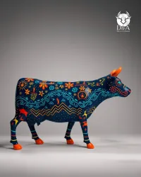 Vache Boho sur fond sombre