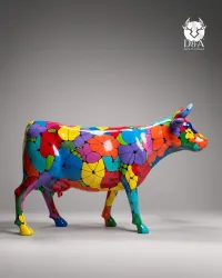 Vaca de hibisco em resina em tamanho real – Decoração folclórica