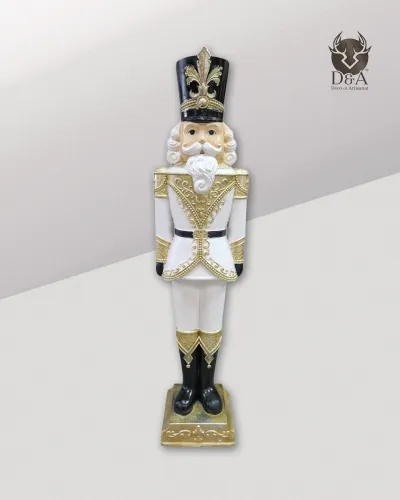 Decorative Nutcracker 95cm in Resin – Black, Gold, Fleur-de-Lys