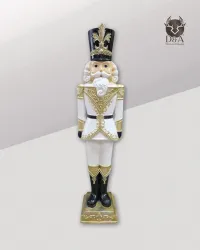 Dekorativer Nussknacker 95 cm aus Kunstharz – Schwarz, Gold, Lilie