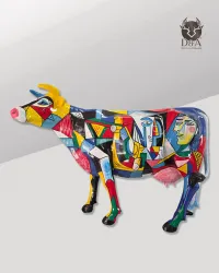 Life-size Picasso cow in resin – Cubist art sculpture