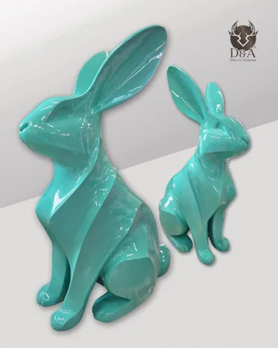 Coelho de design em resina – Escultura moderna em estilo origami geométrico
