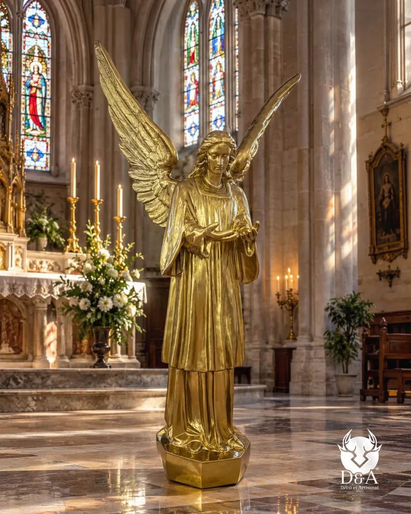 Estatua de tamaño natural del Arcángel Gabriel, 190 cm, de fibra de vidrio.