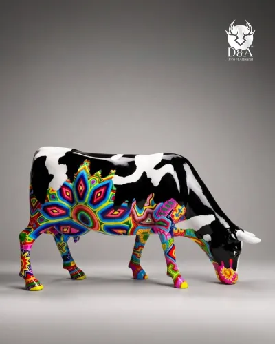 Life-size Mandala Cow in fiberglass resin – Designer sculpture