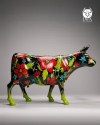 Life-size Floral Pop Art Cow in Resin – Designer Sculpture