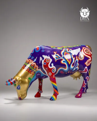 Life-size Asian Pop Art Cow in Resin – Designer Sculpture