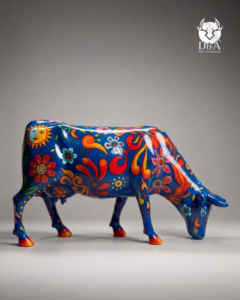 Life-size Bohemian Sun Cow in resin – Pop Art Sculpture