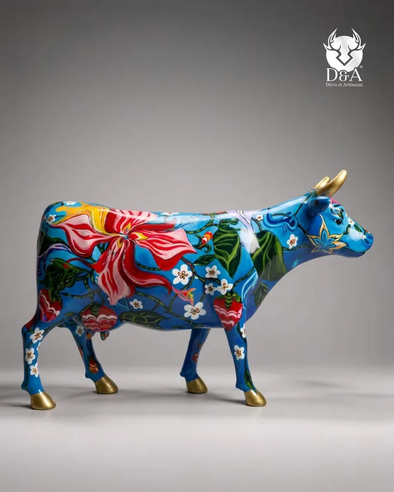 Levensgrote Amara-Lys koe van hars – Pop Art bloemensculptuur van glasvezelhars