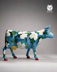 Vaca floral em resina em tamanho real – Escultura de Arte Popular – Corniso