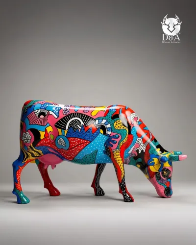 Life-size resin Pop Art Graffiti Cow – Designer Sculpture