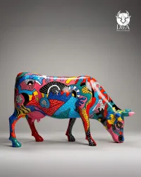Life-size resin Pop Art Graffiti Cow – Designer Sculpture