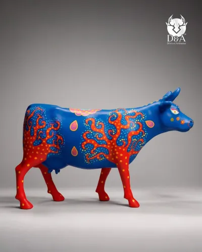 vaca arco-íris em resina em tamanho real – escultura Pop Art