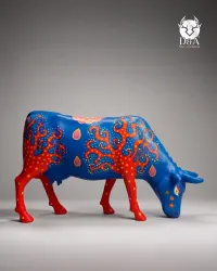 vaca arco-íris em resina em tamanho real – escultura Pop Art